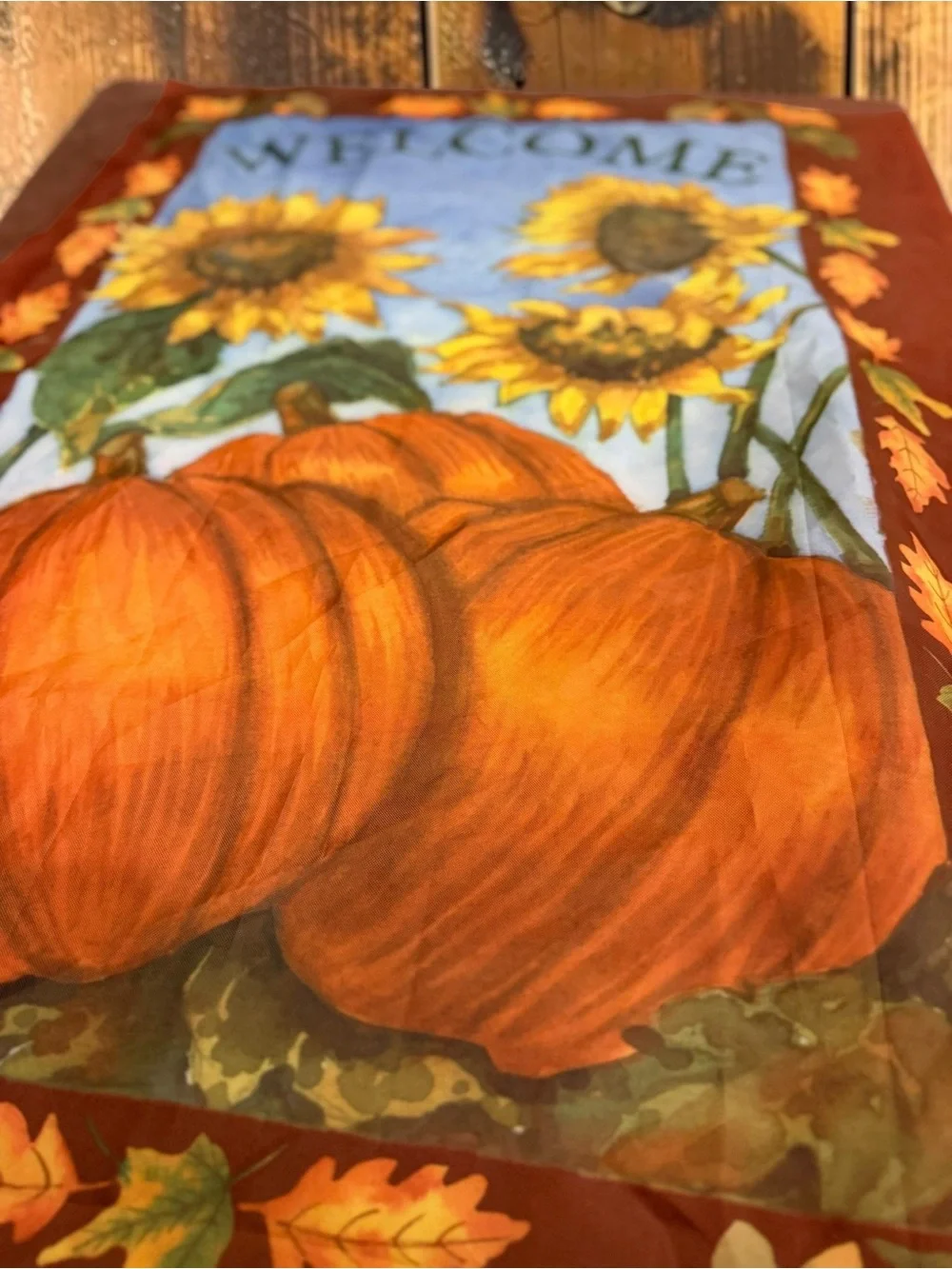 Fall Welcome Flag Set of 2 Sunflower Pumpkin Scarecrow Garden House